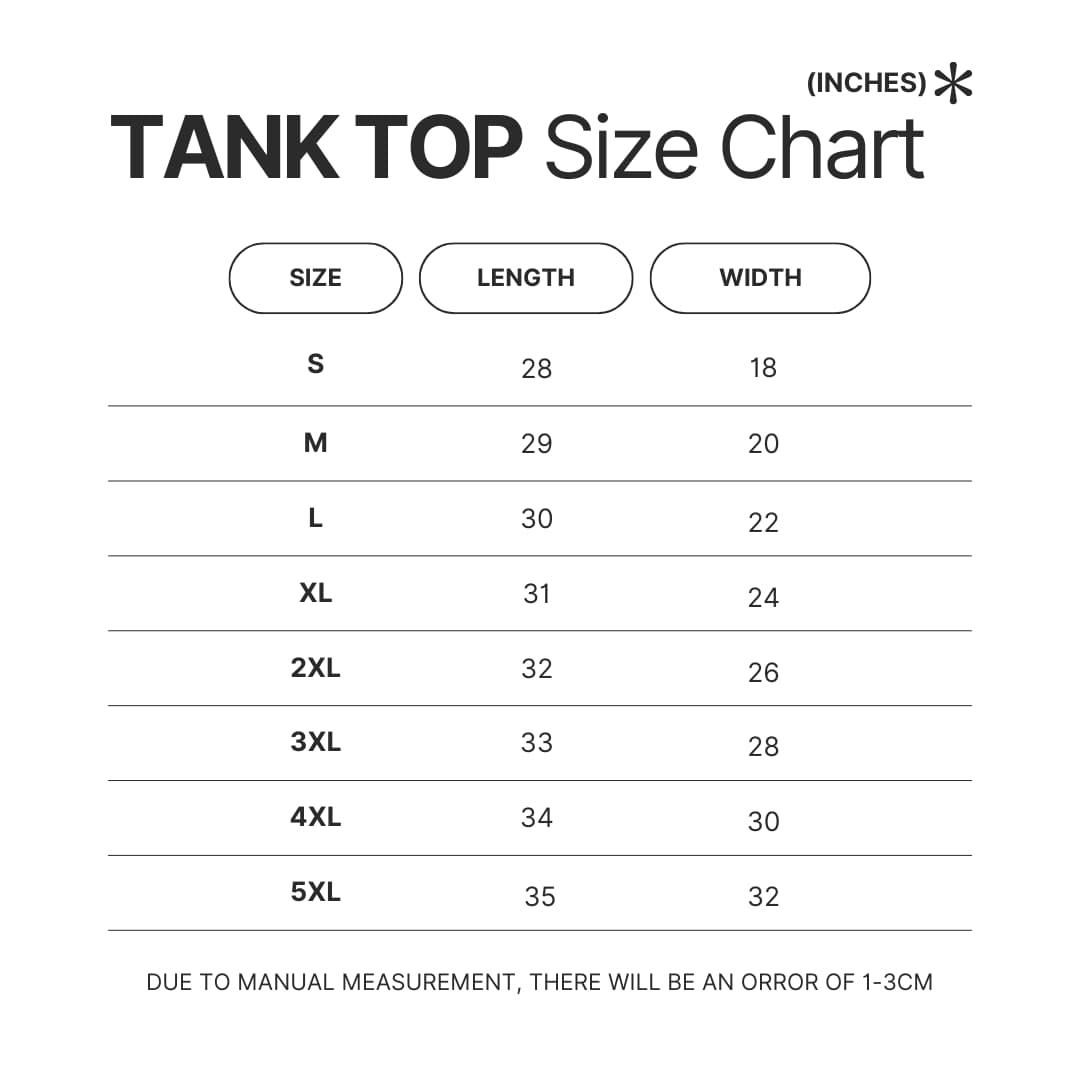 Tank Top Size Chart - Danganronpa Shop