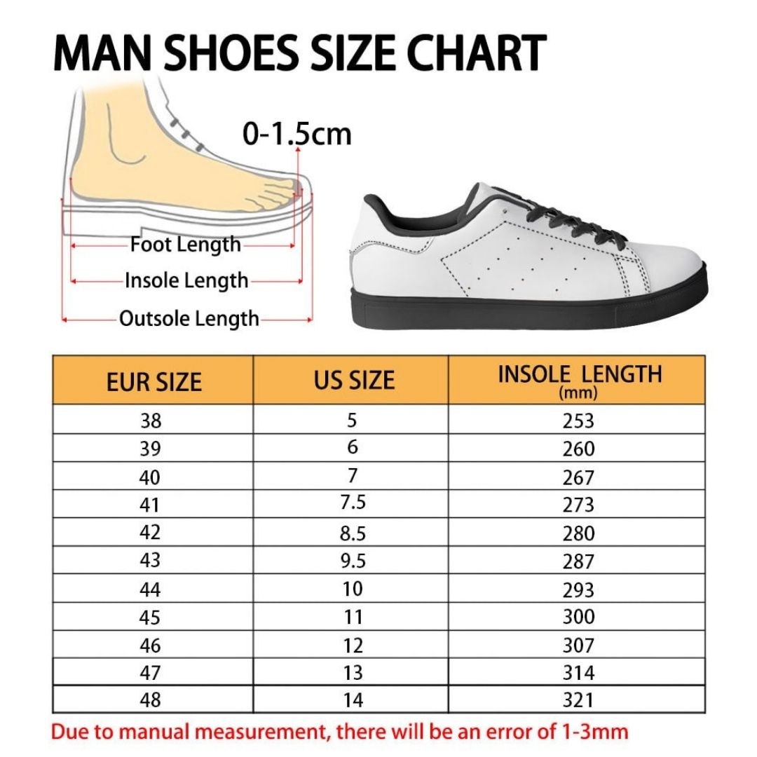 Skate Man Shoes Size Chart - Danganronpa Shop