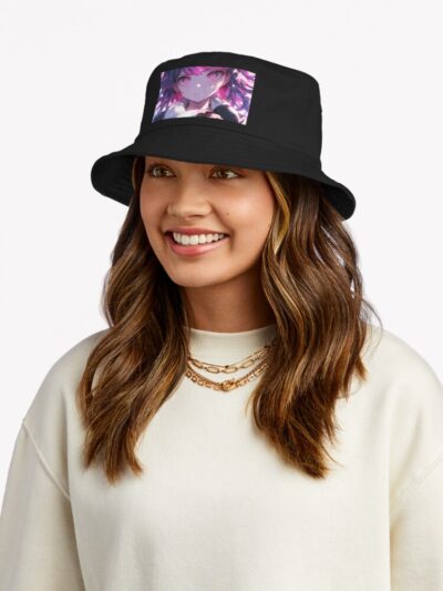 Alternative view of Danganronpa Iconic Character Under Japanese Cherry Blossoms Bucket Hat